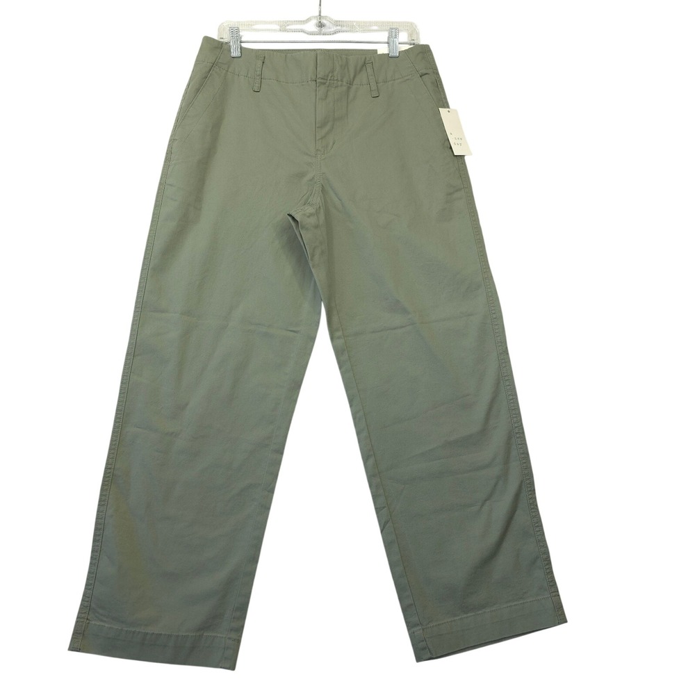 A New Day Olive Green Straight Leg Stretch Chino Pants Size 8 NWT Preppy Casual